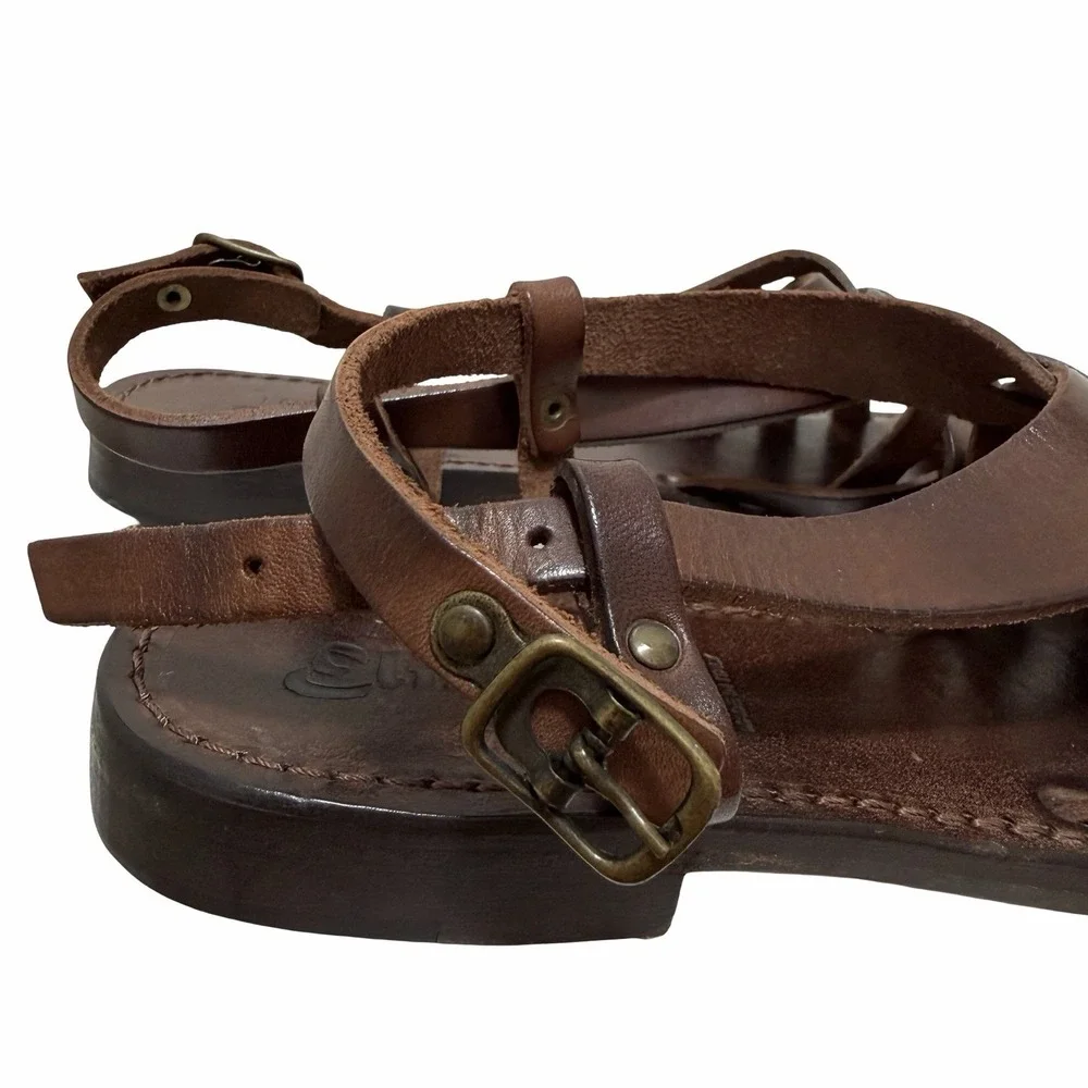 Elisir's Leather Fisherman Sandals Womens EU 39 US 8-8.5 Brown Made in Italy EUC